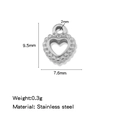 Polished silver heart pendant in stainless steel with beaded edge design, 9.5mm height - Heart Steel (HP0246S04)