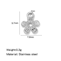 Petite stainless steel flower pendant in silver finish showing dimensions and 0.3g weight - Sunflower Steel (HP0246S02)