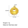 18K gold plated stainless steel sunburst heart pendant, 18.6x15.7mm jewelry accessory - Sunflower Gold (HP0246G13)