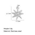 Detailed view of silver stainless steel starburst pendant with dimensions and weight specs - Sun Steel (HP0246S20)