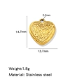 18K gold plated stainless steel heart pendant charm with detailed texture, 14.7mm size - Heart Gold (HP0246G09)