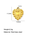 Golden 18K gold-plated stainless steel heart pendant with textured edges and 17.2mm height - Heart Gold (HP0246G10)