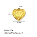 18K gold plated stainless steel heart pendant with intricate scroll relief pattern - Heart Gold (HP0246G11)