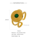 Vintage-Ring aus 316L-Edelstahl in Gold mit grünem Edelstein und Perlenkettenband - 绿色水钻款(HR0003G39-2)