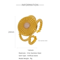 Vintage-Ring aus 18K vergoldetem Edelstahl mit rundem rosa Kunststein in C-Form - 粉色水钻款(HR0003G39-3)
