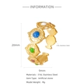 18k gold plated 316L stainless steel sunburst ring with colorful stones and 4g weight - Sun Wheel