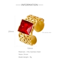 18k gold plated 316L stainless steel ring with red zircon stone in hollow chain design - Ruby