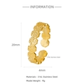 18k gold plated stainless steel honeycomb open ring with hammered texture for women - Sweet Honeycomb