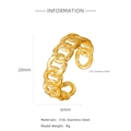Information chart for 316L stainless steel Cuban link 18k gold plated open ring - Interlocking