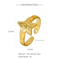 18k gold plated 316L stainless steel open ring with a minimalist star design - Five-Pointed Star