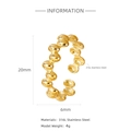 French style 18k gold 316L stainless steel bean cuff ring with size information - Water Drop