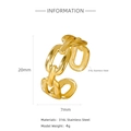 Minimalist 18k gold plated 316L stainless steel interlocking chain link open ring for women - O-Ring Buckle