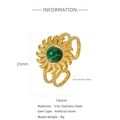 Dettagli sulle dimensioni dell'anello solare dorato con pietra verde in acciaio 316L - Verde Malachite (HR0003G66-3)
