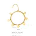 Golden 316L stainless steel bracelet with seven polished star charms and Cuban chain link - Golden Star Pendant Style (HB0023)