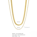 Detail of 316L stainless steel gold layered snake chain necklaces with length dimensions - Layered Snake Chain Set (HN0064)