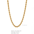 Detail of 316L stainless steel gold rope chain with 45cm+5cm extension and 22.6g weight - Twisted Rope Chain (HC0004G5045)