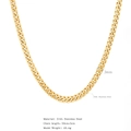 Detail view of 3mm gold 316L stainless steel Cuban chain with 50cm adjustable length - 3mm Flat Cuban Link Chain (HC0002G3050)