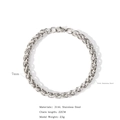 7mm vintage silver keel chain bracelet in 316L stainless steel for men and women - Wide Steel Style