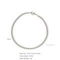 3mm silver 316L stainless steel dragon bone chain bracelet with lobster clasp 22cm - Steel Thin