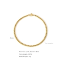 Golden 316L stainless steel wheat link bracelet for men and women, 22cm length - 1mm Thin Gold