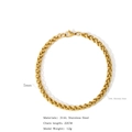 Golden 5mm wheat link chain bracelet in 316L stainless steel with a lobster clasp - Gold Medium Style