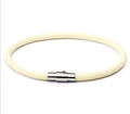 Detailed view of cream woven rope cord with polished silver magnetic metal clasp - Off White