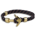 Gevlochten ankerarmband in marinestijl met driekleurig touw en gouden metalen sluiting - Driekleur Rood Wit Blauw Touw (Gouden Sluiting)