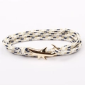 Bracciale corda nautica fatto a mano con chiusura ancora a squalo dorata per uomo e donna - Stile Intrecciato Blu Giallo Bianco (GSY-06)