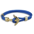 Détail du bracelet nautique en corde tressée bleue avec fermoir ancre en métal doré - Corde Bleu Royal (Fermoir Doré)