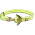 Détail macro du bracelet en paracorde vert néon avec fermoir ancre marine dorée - Corde Vert Néon (Fermoir Doré)