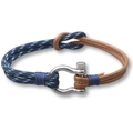 Brown Leather Blue White Woven (C03)