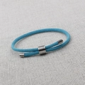 Sky blue braided rope bracelet with adjustable metal buckles and minimalist design - Style A (Round) / Sky Blue