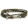 Men's Viking hammer wrap bracelet with dark green woven paracord and polished silver fastener - Dark Green Style (SCT-02)