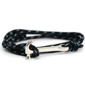 Men's Viking hammer bracelet with black and blue braided cord and silver metal clasp - Black/Blue Style (SCT-03)