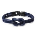 Bracelet en nylon tressé bleu marine avec boucle noire mate pour hommes et femmes - Bleu Marine