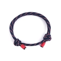 Adjustable navy blue paricord anchor bracelet with red and white braided patterns - Woven Style / Cherry Blossom