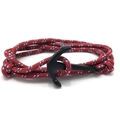 Macro shot of Viking ship anchor buckle with woven red, blue, and white nautical rope - Red Blue White Dense Braid (BA-09)