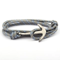 Bracciale ad ancora fatto a mano in corda di nylon blu navy con chiusura in metallo argento - Grigio (QB-01)