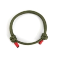 Olive green 550 paracord bracelet with red accent knots and adjustable anchor style - Woven Style / Army Green
