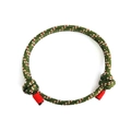 Army green paracord nautical bracelet with red and white flecks and adjustable knots - Woven Style / Amazonite