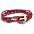 Handmade nautical anchor bracelet with red navy blue braided nylon rope for couples - Red Dotted (QB-09)