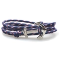 Bracelet ancre nautique artisanal avec corde tressée rouge, blanche et bleue pour hommes et femmes - Tressé Tricolore Classique (SC-10)