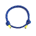 Adjustable dark blue 550 paracord nautical bracelet with red accents and yellow binding - Woven Style / Provence