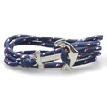 Bracelet ancre nautique fait main en corde de nylon tressée rouge, blanche et bleue - Mélange Bleu Foncé Blanc Rouge (SC-12)