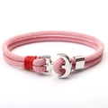 Roze nautische ankerarmband van roestvrij staal en gevlochten touw voor dames - Roze