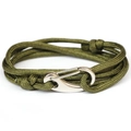 Army green paracord braided bracelet with silver stainless steel shackle clasp on white background - Army Green