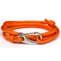 Detail of orange paracord multi-layer bracelet with silver metal mountaineering buckle - Orange