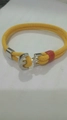 Nautische geel gevlochten armband met zilveren ankersluiting en rode accenten - Geel