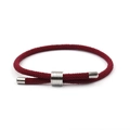 Bracelet corde rouge tressée minimaliste avec boucles réglables en acier titane - Bordeaux
