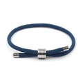 Bracelet cordon tressé bleu minimaliste avec fermoir cylindrique en acier titane poli - Bleu sarcelle